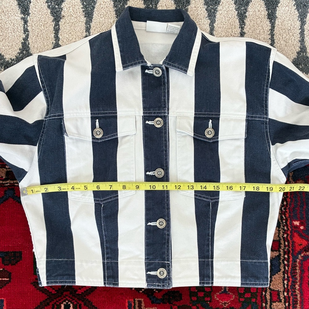 Vintage 80s First Issue Vertical Stripe Denim Jacket - Picture 6 of 10